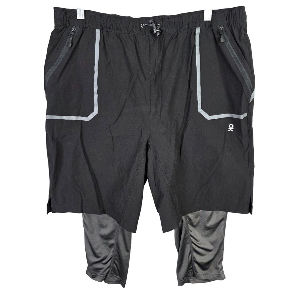 Mens Little Donkey Andy Reflective Black 2-In-1 Running Shorts Inner Leggings XL